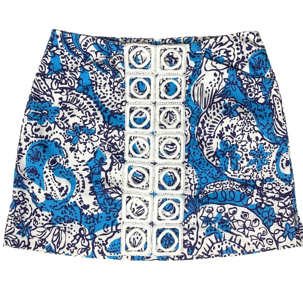 Lilly Pulitzer Marigold Skort Hippy Hippy Shake Lace sz 0‎ Ariel Blue Navy